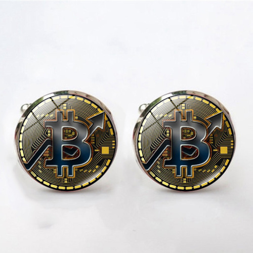 American Gold Coin Bitcoin Time Gem Cufflinks Western Accessories Men's Business Shirt Cuff Pin Button Accessory