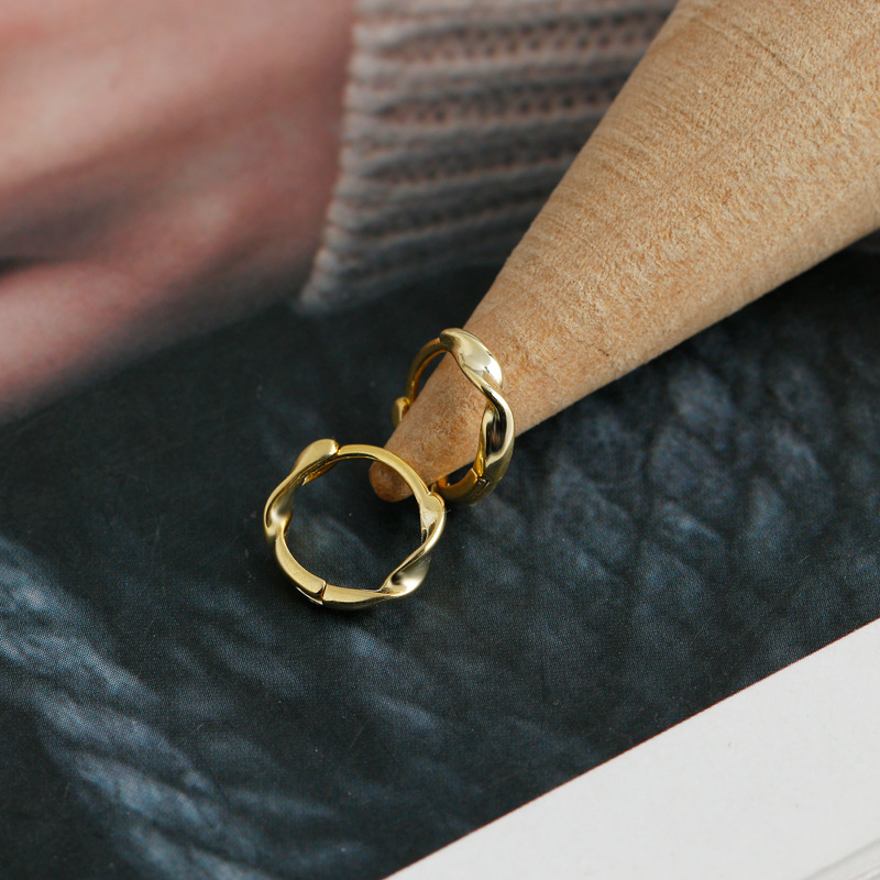 1 Paire Argent Sterling 925 Irrégulier Cercle Des Boucles D'Oreilles display picture 2