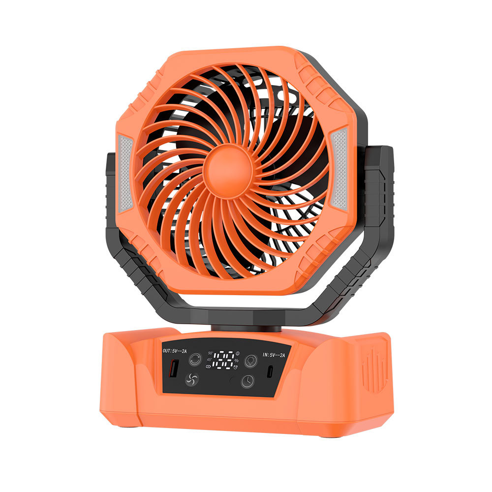 Ventilador Portátil para Camping Recargable USB con Luz LED para Camping y Tienda de Campaña