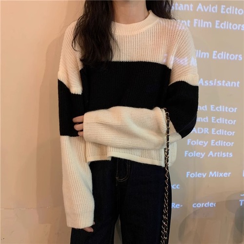 Seasonal versatile slim-fit short-sleeve long-sleeve base knit top for autumn and winter women's innerwear close-fitting round neck sweater