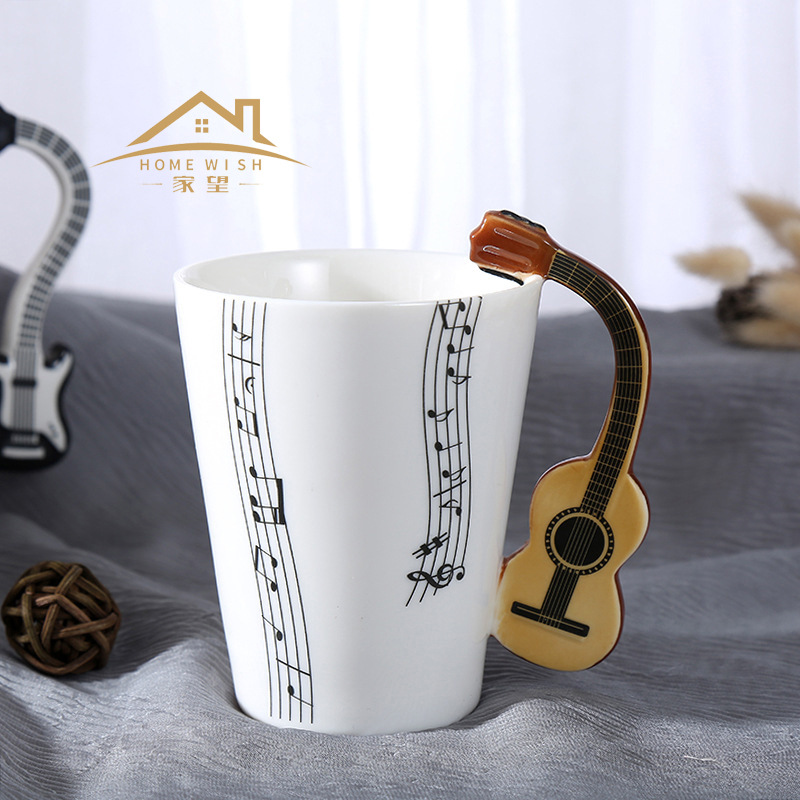 大号陶瓷音乐乐器杯牛奶咖啡杯音符水杯马克杯音乐杯厂家直供