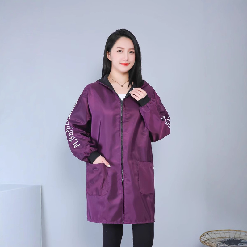 fleece-lined hooded camouflage overalls thickened long adult apron oil-proof waterproof blue coat men's and women's printing fleece-lined hooded camouflage overalls thickened long adult apron oil-proof waterproof blue coat men's and women's printing
