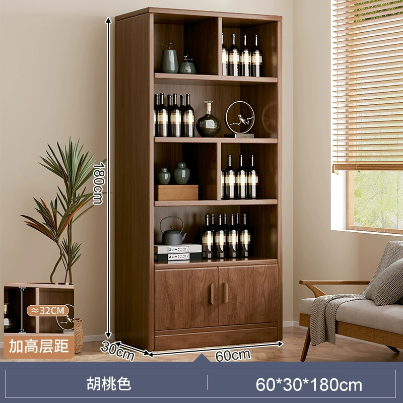 Solid Wood Wine Cabinet Home Living Room Storage Rack Display Cabinet Commercial Simple Small Entrance Cabinet Wall Partition Cabinet Wine Rack
