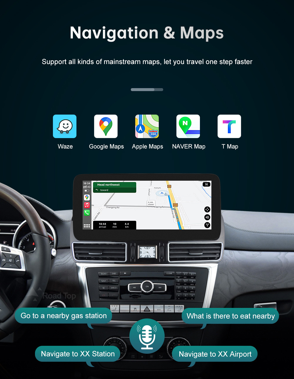 RoadTop Wireless CarPlay Screen For Mercedes Benz ML W166 GL X166 NTG4.5 Display