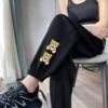 Two Yellow Bears Tight Black Pants Thin Style