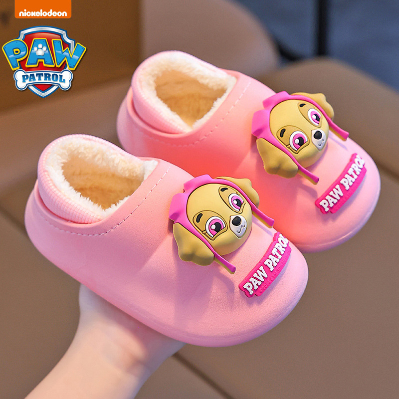 Zapatillas de algodón auténticas de invierno para niños y niñas con bolsas de algodón impermeables de lana caliente, zapatos de algodón caseros para bebés