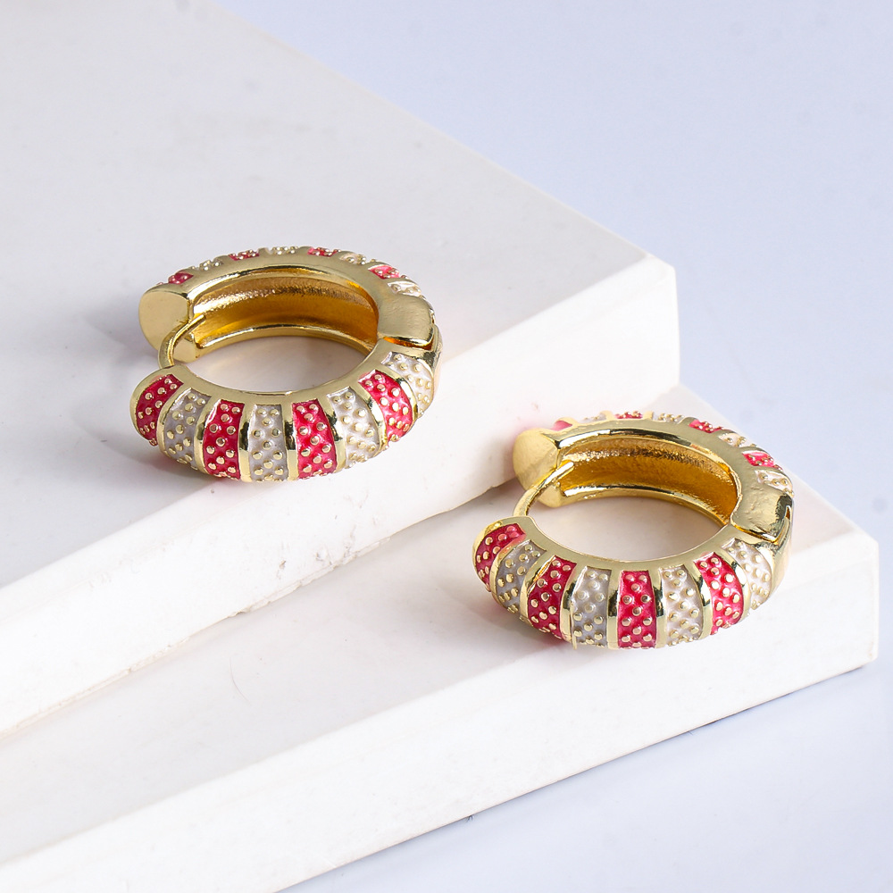 Wholesale Jewelry Geometric Stripe Pattern Multicolor Copper Earrings Nihaojewelry display picture 15