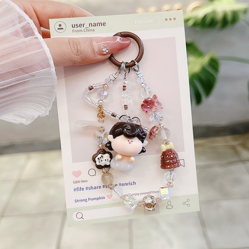 Genuine Lilith lindo grano pintura al óleo estrella nueva aleación cristal resina linda cadena de teléfono móvil bolso colgante de teléfono móvil