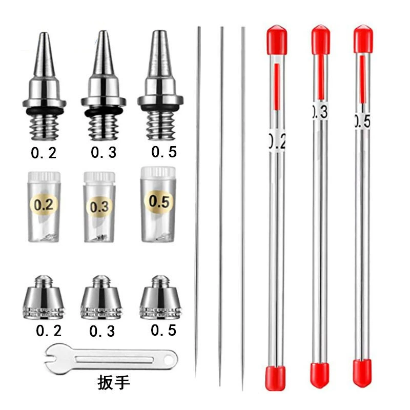 Прямые продажи с фабрики AR180 AR130, измеритель впрыска кислорода, распылитель, запасные части для аэрографа, крышка сопла, игла 0,2 0,3 0,5 мм