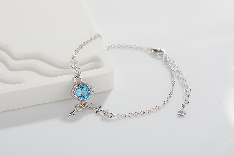 Heart Shape Pattern 925 Sterling Silver Bracelets Simple Style Classic Style