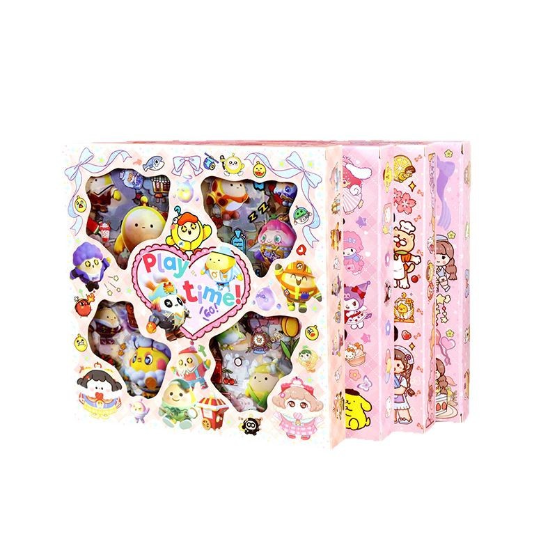 Caricatura infantil escena creativa pegatinas Sanrio fresas osos huevos pequeños papas de manzanilla diarios pegatinas cuaderno de notas