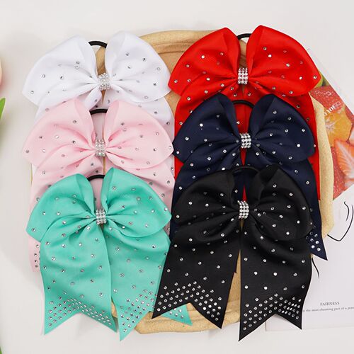 European and American Children's Hair Accessories 7-inch Large Swallow Tail Butterfly Bow Hair Ring Shiny Girl Cheerleading V-shaped Ribbon Threaded Band