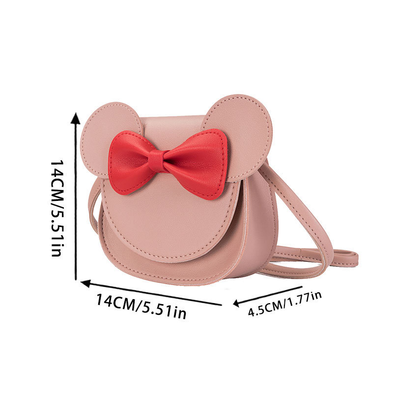 Bolso bandolera pequeño rosa con lazo para niñas, estilo coreano, estilo ins, venta al por mayor del fabricante, mini bolso creativo de dibujos animados.