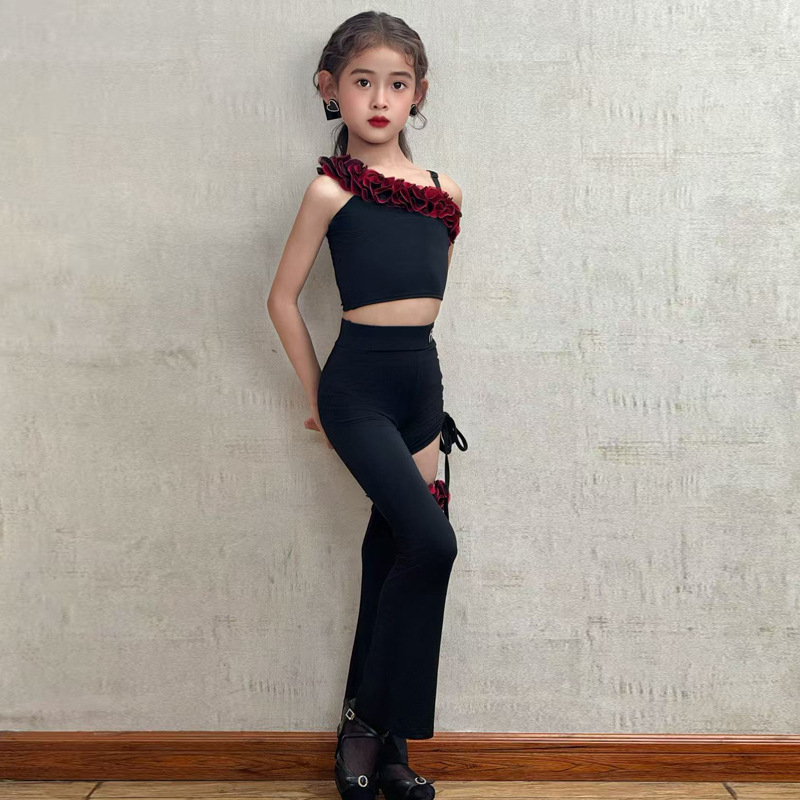 FAZ 子供用ハイエンドトレーニング服ラテンダンス服女の子インターネット有名人プロレーストレーニングパンツパフォーマンス服|undefined