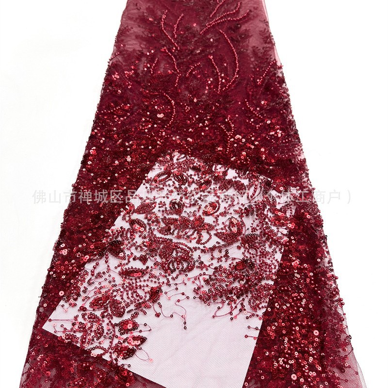 Tejido de encaje bordado de cuentas vestido de boda cena de fiesta vestido de tela comercio exterior transfronterizo