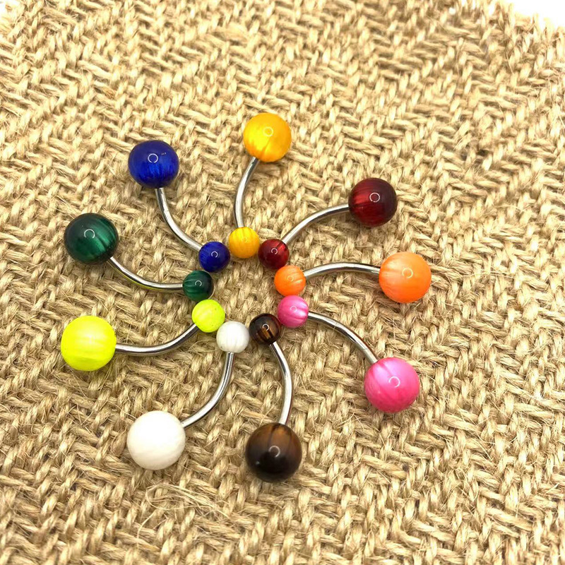 Modieuze veelkleurige cat-eye piercing, button piercing, navelpiercing, basic klassieke sieraden met zirkonia, gemakkelijk te dragen._voghion.com