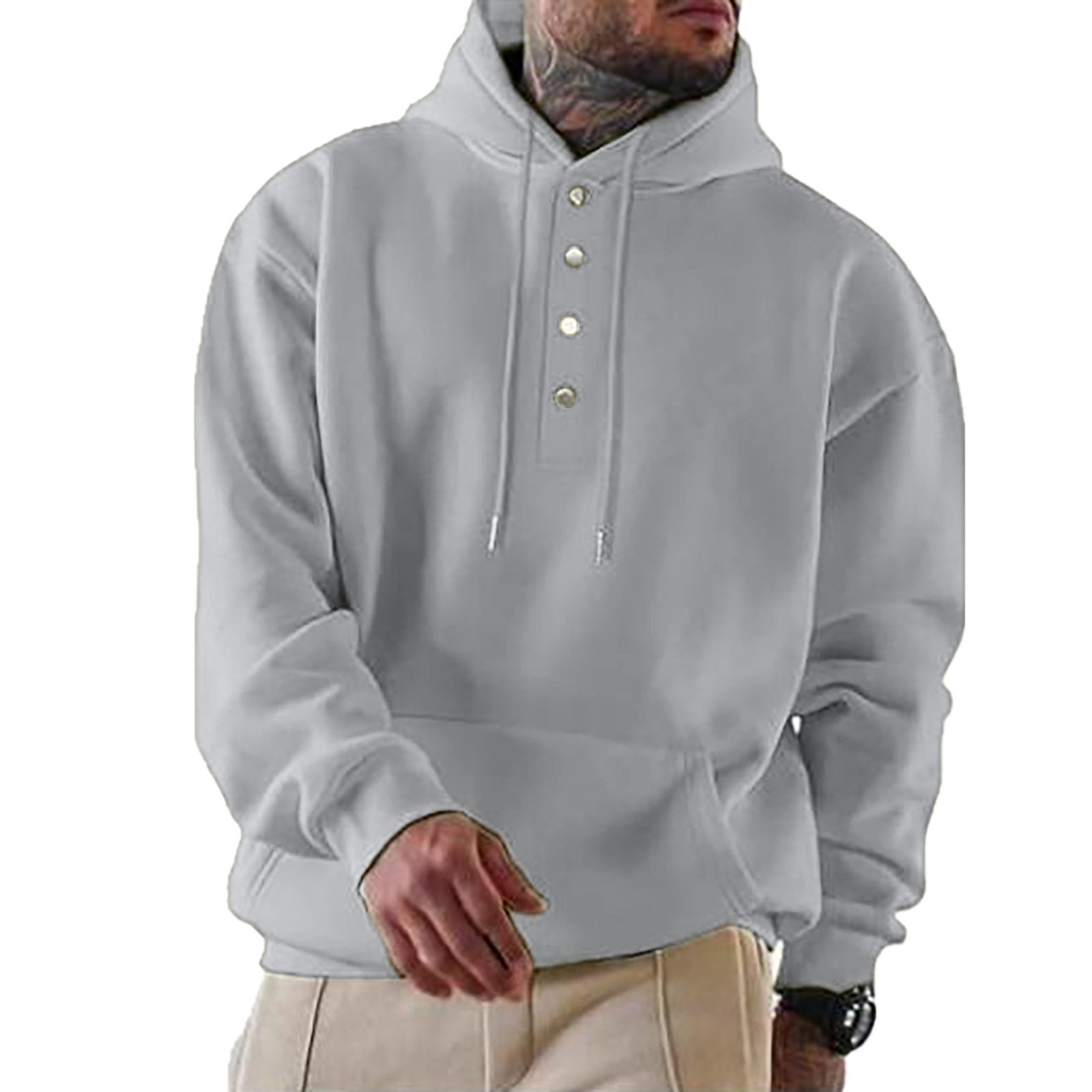 Men's Solid Color Classic Style Streetwear Long Sleeve Loose Hooded display picture 7