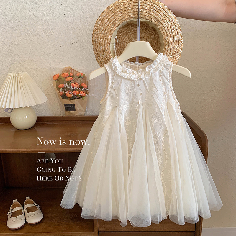 Princess Dress Summer Girl's Sleeveless dress New Style Children's Lace Dress Baby Dress Girl's Veil Dress