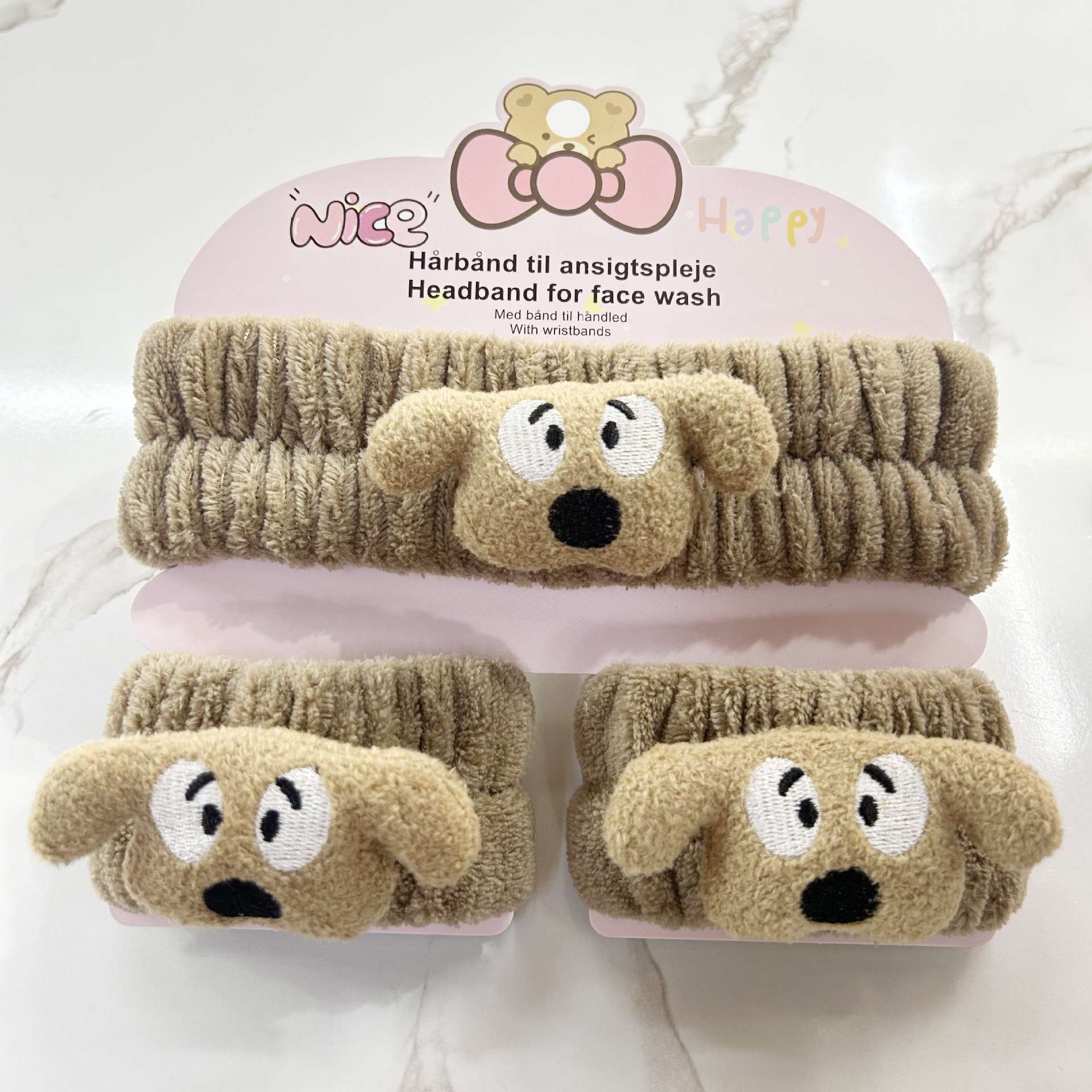 Banda de cabello de moda con tarjeta de papel dulce decoración de animales pequeños de peluche de lavado banda de cabello de dibujos animados correa de muñeca tridimensional
