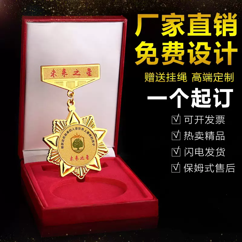 金属荣誉胸章定制锌合金烤漆徽章定做公司企业嘉奖奖章定制