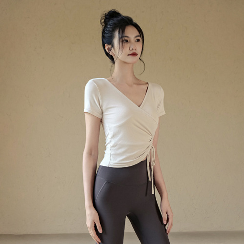 Yoga women's sport top quick-drying short-sleeve T-shirt running high-end professional Pilates training fitness clothing summer