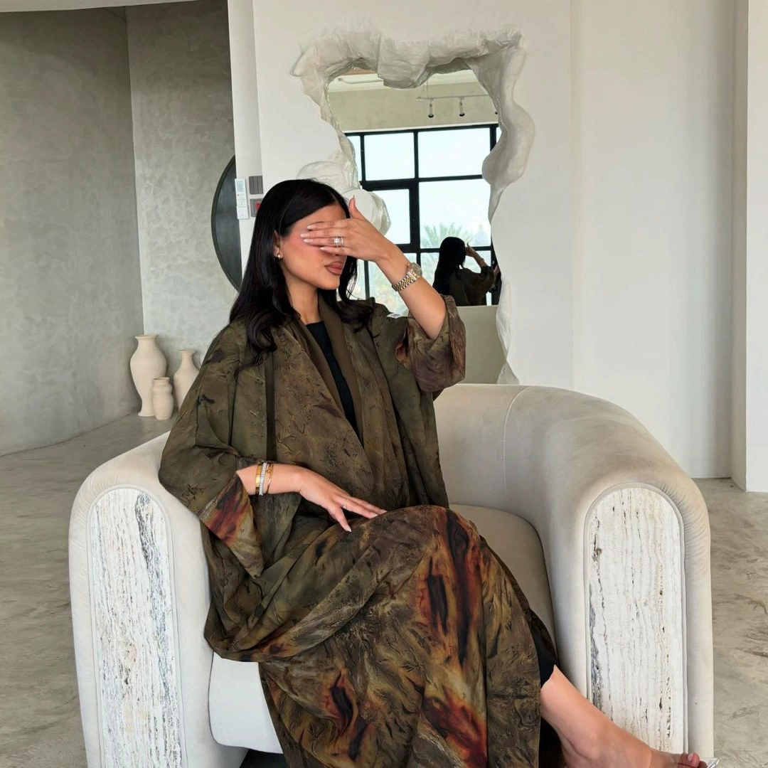 Mq163скромная куртка шифон принт модное платье, рабочие наряды, носить Musron Dubai ABAYA