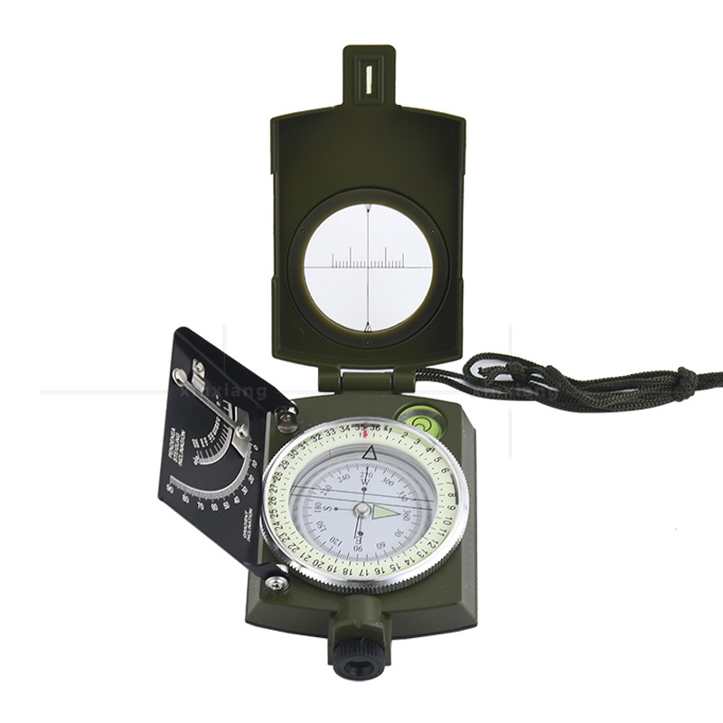 Venta caliente transfronteriza K4074 alta precisión al aire libre americano multifuncional ejército verde brújula Norte aguja cinturón de metal luminoso
