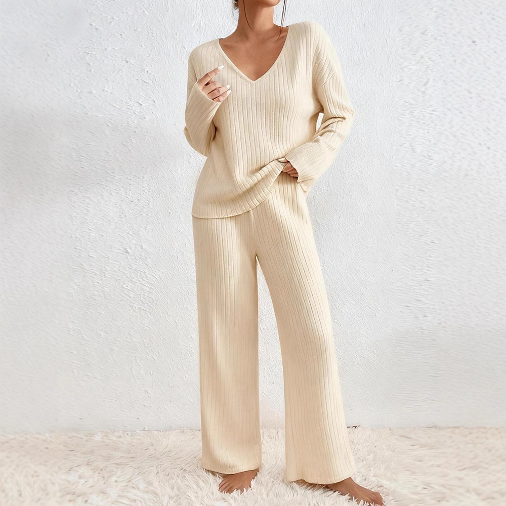 2026 Autumn/Winter European and American Cross-Border Women's Wide-Leg Pants Suit Casual Long-Sleeve Sportswear Two-Piece Set for Commuting and Multiple Occasions
