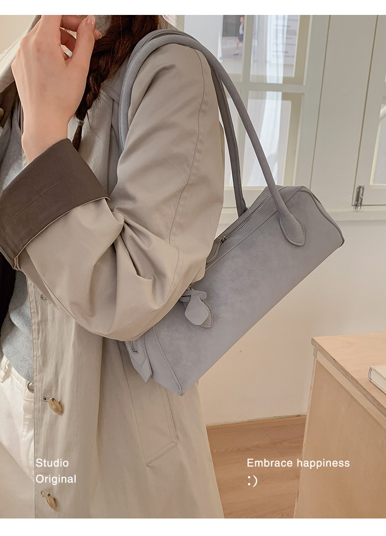 Große Schultertasche Aus Wildleder Für Damen Retro Matte Optik_voghion.com