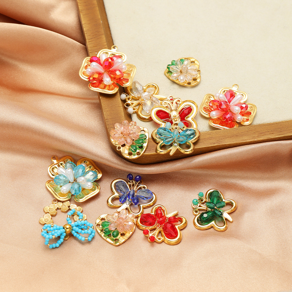 All Seasons Season Polished Finish 3 PCS/Package 304 Stainless Steel Sun Heart Shape Butterfly Polished Pendant Charms