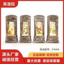亚马逊圣诞节装饰用品雪人老人发光小夜灯飘雪花音乐盒水灯礼品