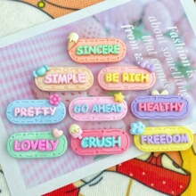 英文树脂饰品配件奶油胶手机壳发夹贴片字牌材料冰箱贴发饰批发