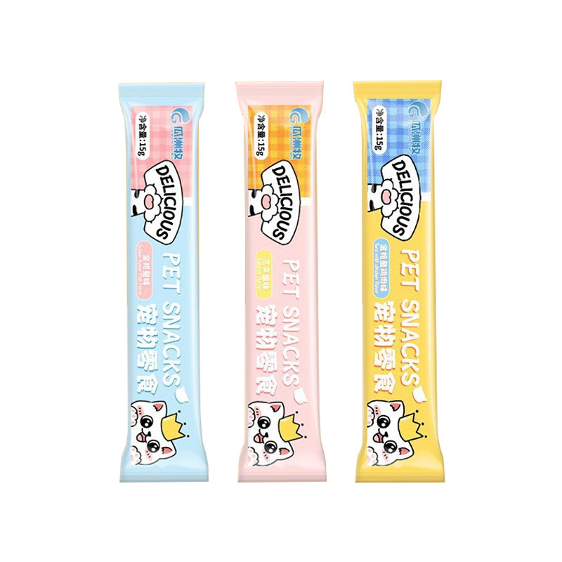 Bocadillos básicos de la fábrica de tiras de gato, salmón, atún, pollo, tiras de gato, arroz para gatos, comida húmeda universal para gatos, comida para mascotas