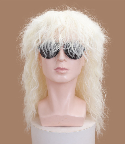 Amazon European and American men's retro rock and roll messy chemical fiber wig COS holiday party daily fake headgear