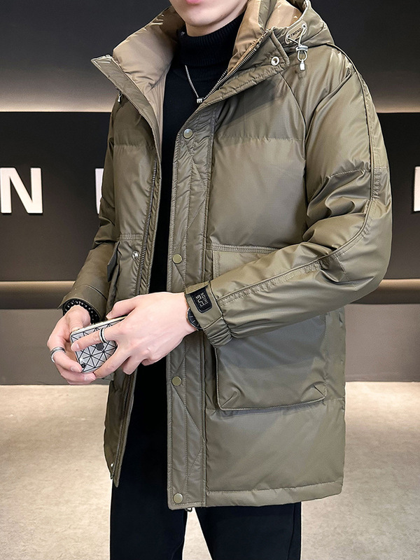Trendy Fashion down Jacket for Men, Mid-Length Leather Men's Coat, High-End Trendy Brand Men's Clothing, Winter Hooded Warm Thickened Jacket Trendy Fashion down Jacket for Men, Mid-Length Leather Men's Coat, High-End Trendy Brand Men's Clothing, Winter Hooded Warm Thickened Jacket