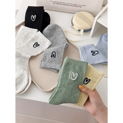 Summer New Idea Pointed-toe Heart Socks for Girls Mid-calf Socks Ins Trendy Matchable Cute Cartoon Trendy Socks for Girls Pile Socks