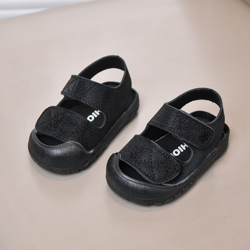 Baby shoes with anti-collision design, simple and elegant, suitable for girls, with a covered front and cool sandals, learning to walk shoes for infants, soft soles, summer versatile, wholesale.