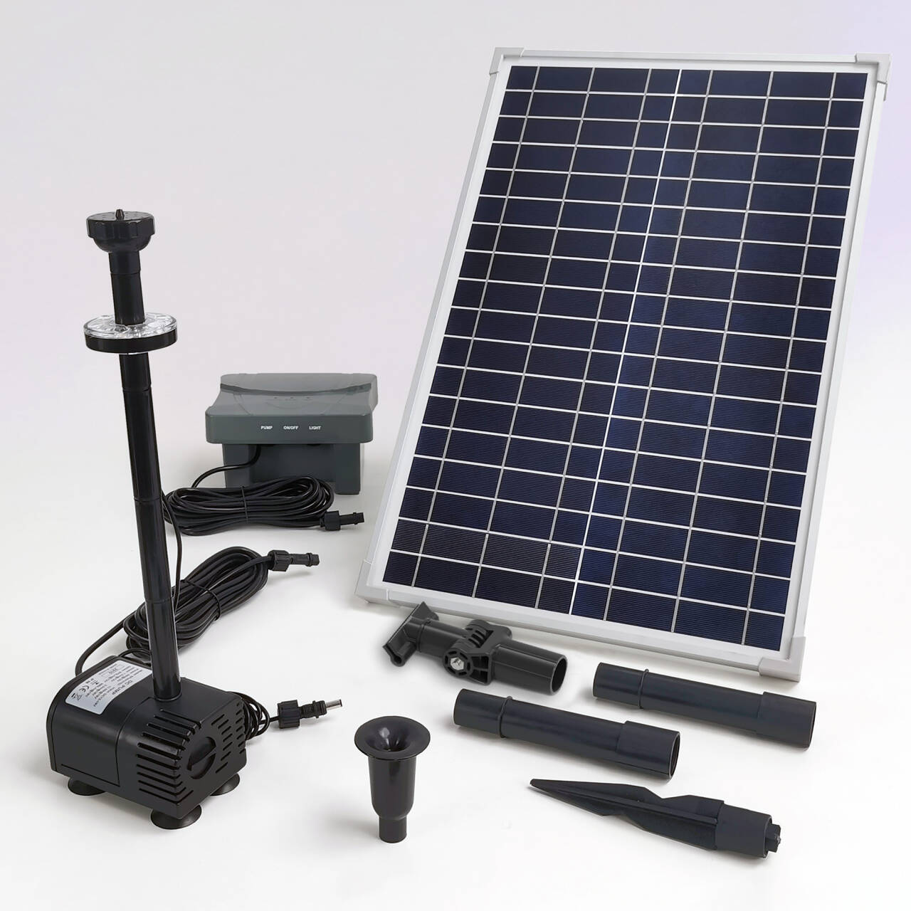 25W/18V LED灯太阳能喷泉泵带电池包花园池塘造景-SPBL25-401215D