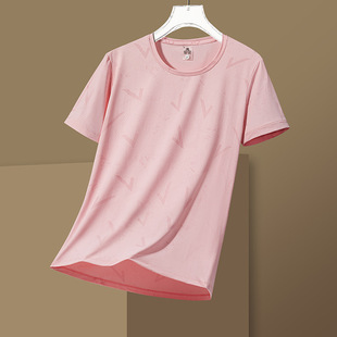 2025 Trendy Short-Sleeved New Round Neck Top Fashionable Half-Sleeved Cross-Border Popular Outdoor Sun Protection Ice Silk T-Shirt