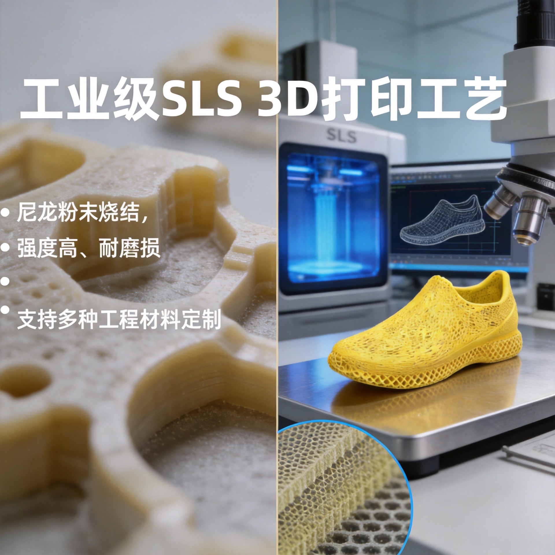 High-precision nylon SLS 3D printed cushioning integrated shoe mold prototype, sample production based on provided drawings