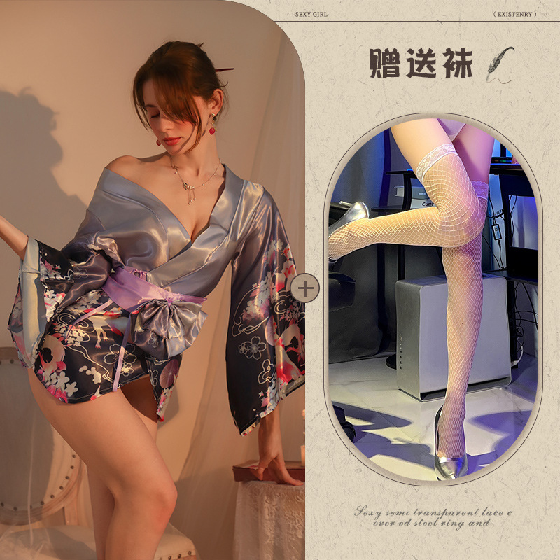 보라색 + 흰색 망사 스타킹