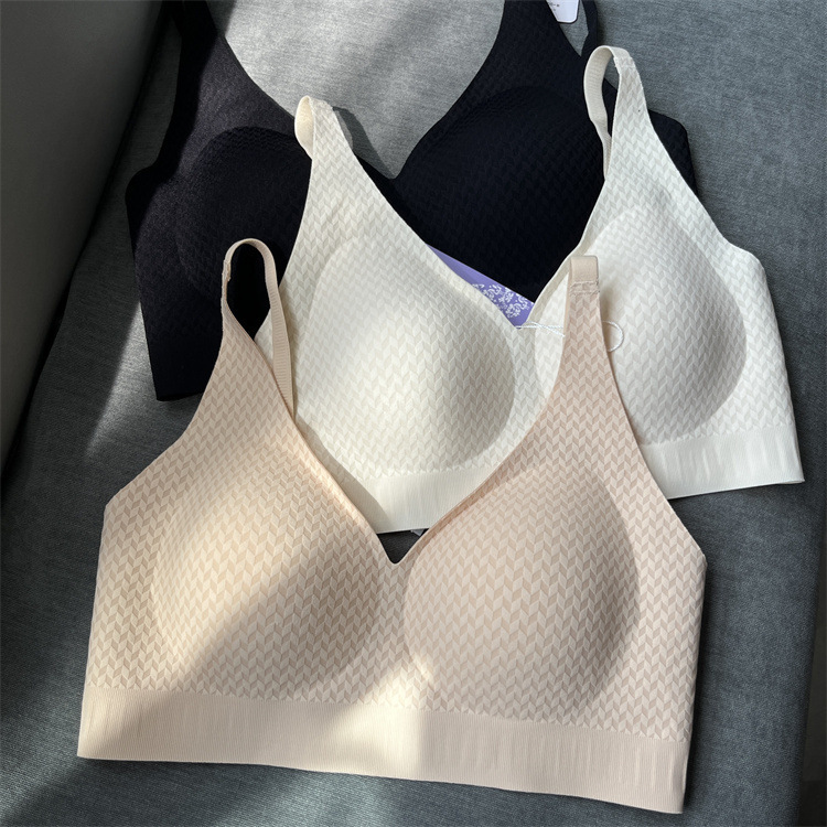 8316 Women's New Product, Comfortable and Stylish 3D Ribbed Support Bra, Seamless Push-Up Bra Without Underwire, Jelly Bra