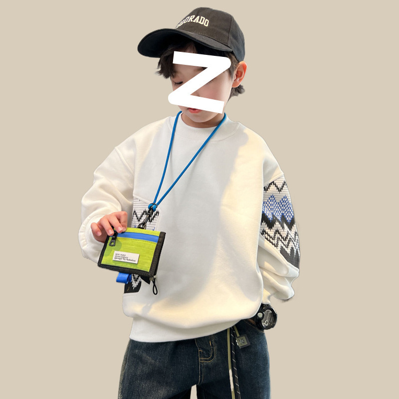 2025新款中大童上衣儿童新品韩版休闲打底衫织里童装男童秋款卫衣|undefined