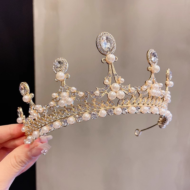 Niños diamante de perla corona cabello para mujeres 2025 nuevo pein exquisito princesa rendimiento de cumpleaños pein adornamiento