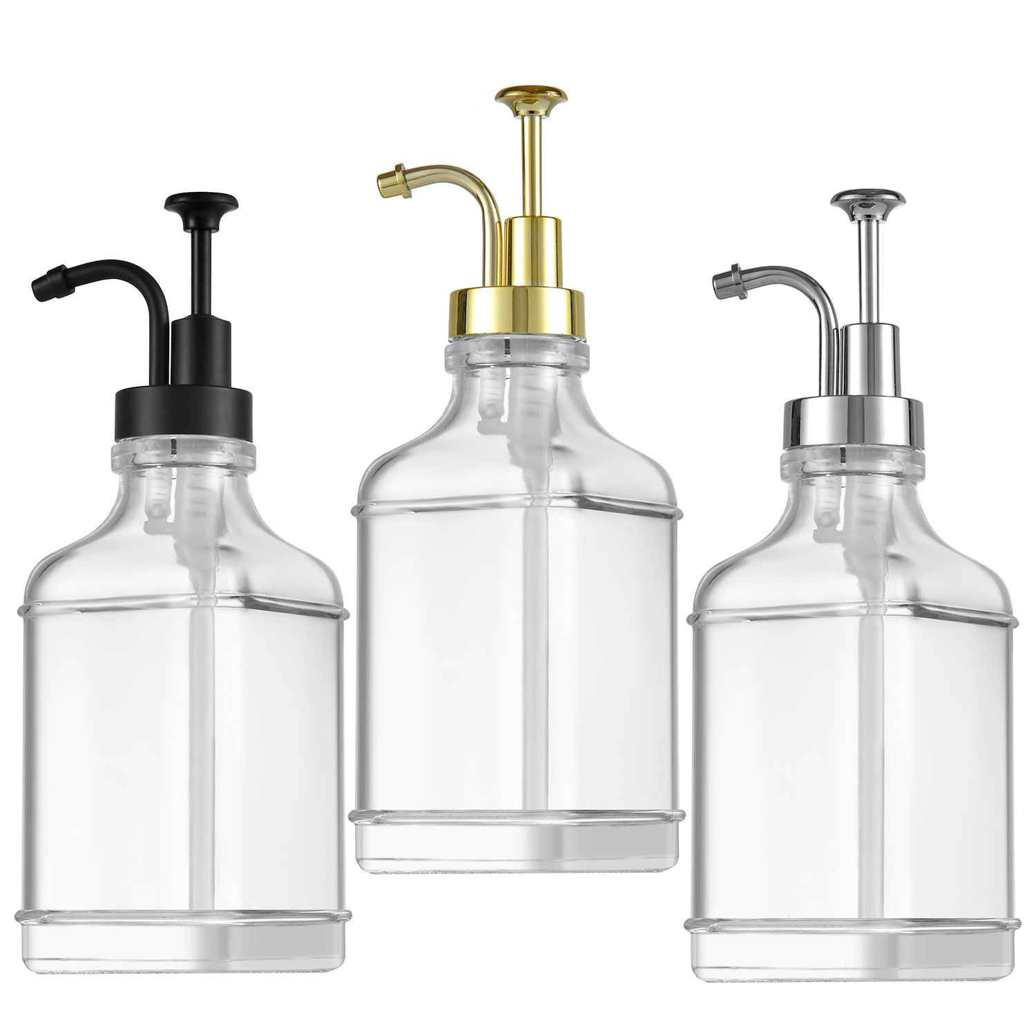 亚马逊热销500m方形晶白料玻璃l咖啡糖浆分配器奶茶糖浆瓶皂液器