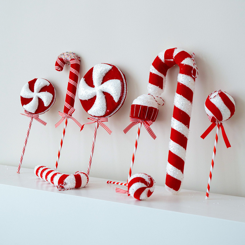2025 新赤と白の装飾泡キャンディー杖ロリポップペンダントクリスマス装飾クリスマスツリー装飾品|undefined