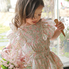 Cute Girls' Strawberry Shortcake 2024 Summer Floral Edge Blouse - Korean Children's Fashion Top