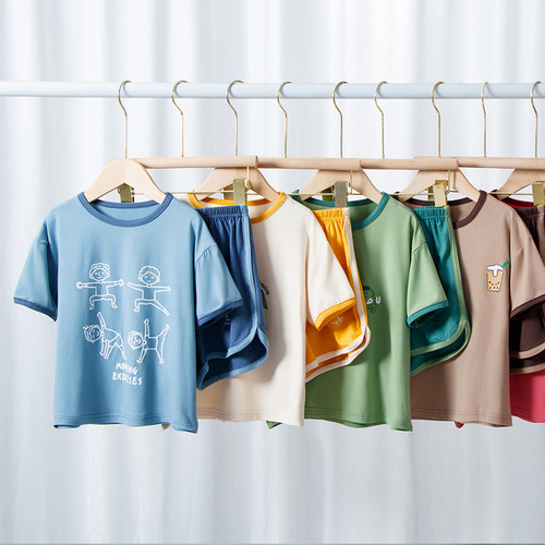 Boys' Summer Outfit Set 2025 New Children's Casual Summer Short-sleeve Girls' Sports T-shirt Parent-Child Style Trendy Kids' Clothing