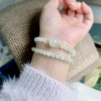 Производители оптовой продажи натуральный Hutian Jade Qingshui ледяное дно двойной круг Qingshui браслет дизайн женский Bingqing белый ручной шампур