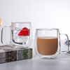 Wholesale and transparent band to make glass double -layer cups of house drinking cup coffee cup juice cup soaked tea cup
